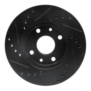 Kia Spectra Brake Rotor (1) - Front Right - R1 Concepts - Drilled & Slotted - Black - `94-`00